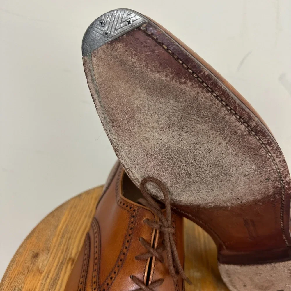 Crockett & Jones Drummond Mens US 7 E Dress Shoes Brown Leather Wingtip Oxford